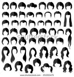 woman , man hair, vector hairstyle silhouette - stock vector ...