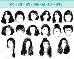 Woman haircuts silhouettes SVG - Woman hairstyle - Female haircuts - Woman  Silhouettes - Haircuts clip art - Haircuts cut files - Cricut
