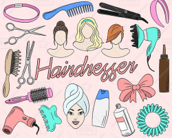 Hairdresser Clipart Vector Pack, Hairdresser Doodles, Beauty ...