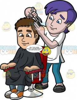 A Male Hairdresser Cutting The Hair Of A Guy