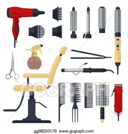 Vector Illustration - Set of hairdresser objects in flat ...
