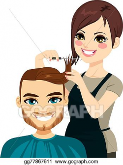EPS Vector - Hairdresser cutting man hair. Stock Clipart ...