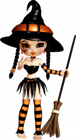 halloween - sorciere - chaudron - chat noir - | Witches, Dolls and ...