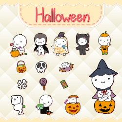 Halloween Clipart - Kawaii Design Download - Cute Halloween Clipart - Hand  drawn - Stickers Clipart - Clip art Instant Download PNG file