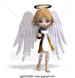 Clipart - Cute cartoon angel with wings and halo. 3d ...