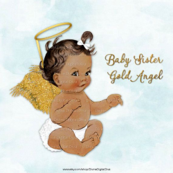 Baby Angel with White Ruffle Pants Gold Glitter Wings & Halo ...