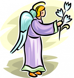 Angel with Halo and Easter Lily - Vector Image