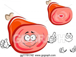 Vector Art - Cured ham with a happy smiling face and hands ...