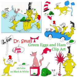 Green Eggs & Ham Clip Art, Dr. Seuss Clipart, Hand drawn Dr ...
