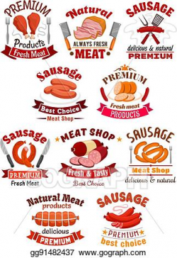 Vector Stock - Meat product icon. pork ham and sausage ...