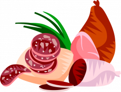 Salami Cured Sausage & Ham - Vector Image