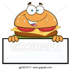 Vector Art - Hamburger over a blank sign. EPS clipart ...