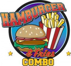Hamburger Combo Concession Cart Fast Food Sign Decal