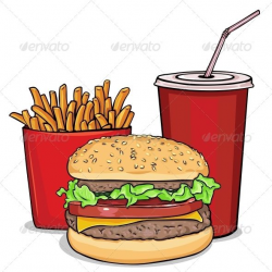 Cartoon Fast Food Combo - Hamburger, French | Food in 2019 ...