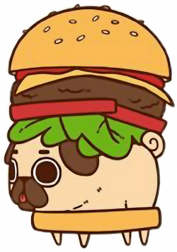 cute kawaii pug chibi food hamburger freetoedit...