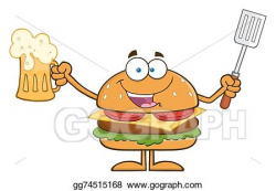 Vector Illustration - Happy hamburger cartoon character ...
