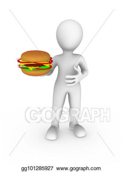Stock Illustration - 3d white man with hamburger. Clipart ...