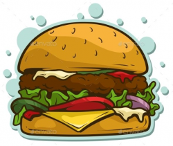 Cartoon Hamburger Vector Sticker Icon Cartoon tasty big ...