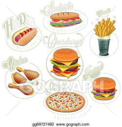 Vector Clipart - Vintage style fast food designs. Vector ...
