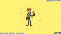 Clipart: A Female Construction Worker Holding A Hammer on a Solid Sunny  Yellow Fff275 Background