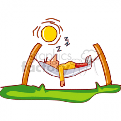Man sleeping in a hammock on a summer day clipart. Royalty-free clipart #  154896
