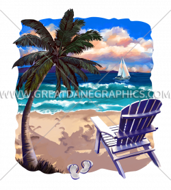 Beach Chair & Flip Flops | Production Ready Artwork for T-Shirt Printing