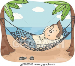 Vector Art - Man hammock beach nap. Clipart Drawing ...
