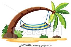 Vector Art - Scene with hammock on coconut tree. EPS clipart ...