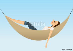 Vector illustration of a woman relaxing in a hammock
