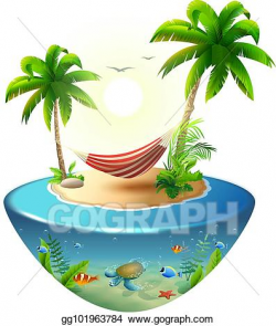 Vector Stock - Striped hammock between palm trees on ...