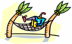 Relaxing in Hammock with Cocktail - Vector Image