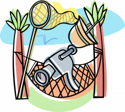 Video Camera, Hammock, Palm Trees - Vector Image