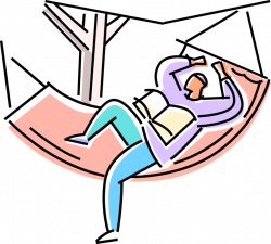 Student Relaxes and Reads in Hammock - Vector Image