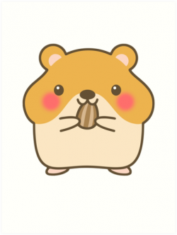 'Cute Hamster Emoji Blush Sweet Eyes' Art Print by JapaneseInkArt