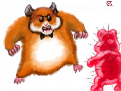 Forum: Draw a hamster with a bow tie trying to fight a giant gummy ...