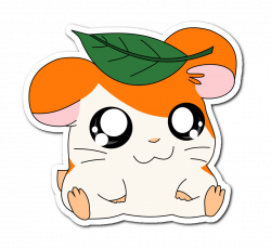 hamtaro hamster kawaii cute anime orange white green...