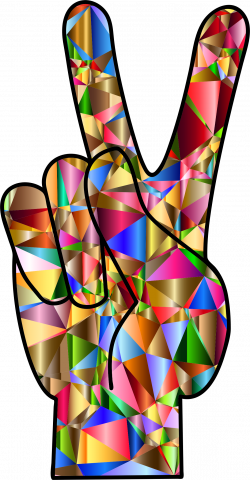 Clipart - Chromatic Low Poly Peace Hand Sign