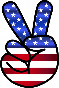 Clipart - US Flag Peace Hand Sign