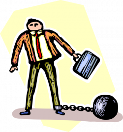 Restrained Businessman with Ball and Chain - Vector Image