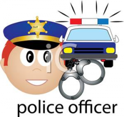 A Police Officer with a Police Car and Handcuffs Clipart Picture