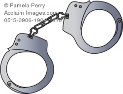 Clip Art Illustration of a Police Handcuffs