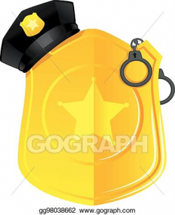 Vector Illustration - Gold police badge with police hat and ...