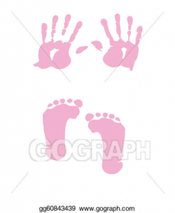 EPS Illustration - Baby girl handprint - footprint. Vector ...