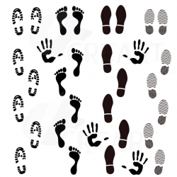 Footprint and handprint Clipart pack, human footprints, Instant Download,  vector, silhouettes PNG JPG Files for commercial or personal use