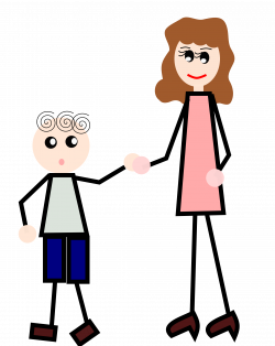 Clipart - The boy is holding his mother's hand