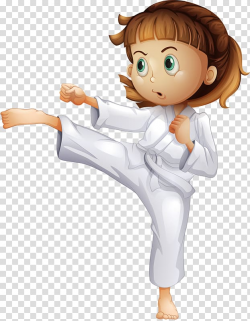 Girl wearing white karate gi illustration, Karate ...