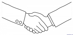 Business Handshake White Lineart Clip Art - Sweet Clip Art