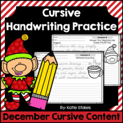 Cursive Handwriting Practice - December Holidays