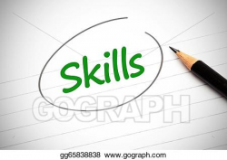 Drawing - Skills word written in green on a n. Clipart ...