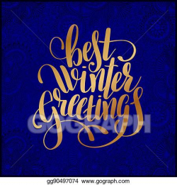 Vector Art - Best winter greetings blue handwritten ...